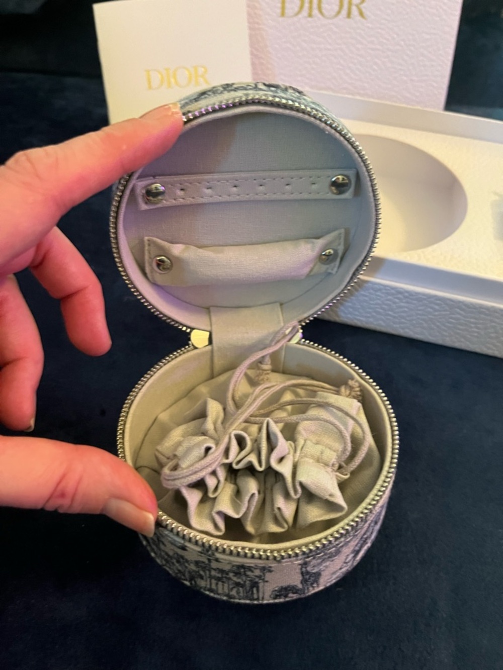 Dior Beauty GWP Jewelry Pouch - Blue, White & Gray in Gift Box - Picture 3 of 4